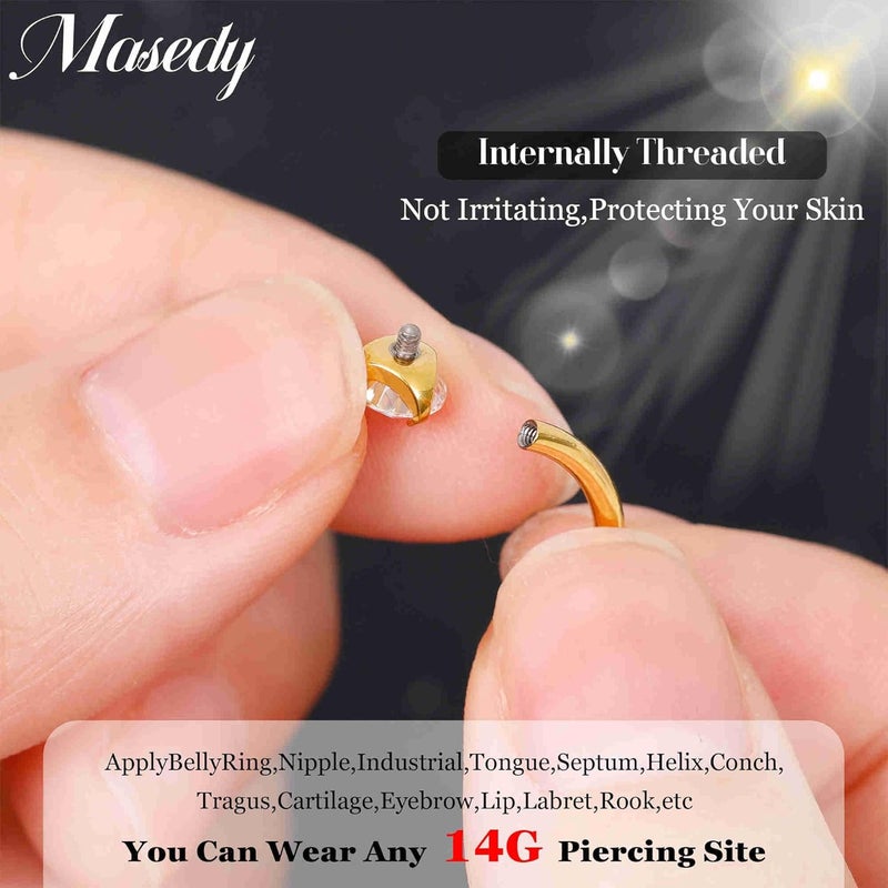 Masedy 3PCS 14G Titanium Replacement Balls for Piercing Internally Threaded Belly Button Piercing CZ Nipple Tongue Industrial Ring Top Piercing Jewelry Parts 5mm - Image 4